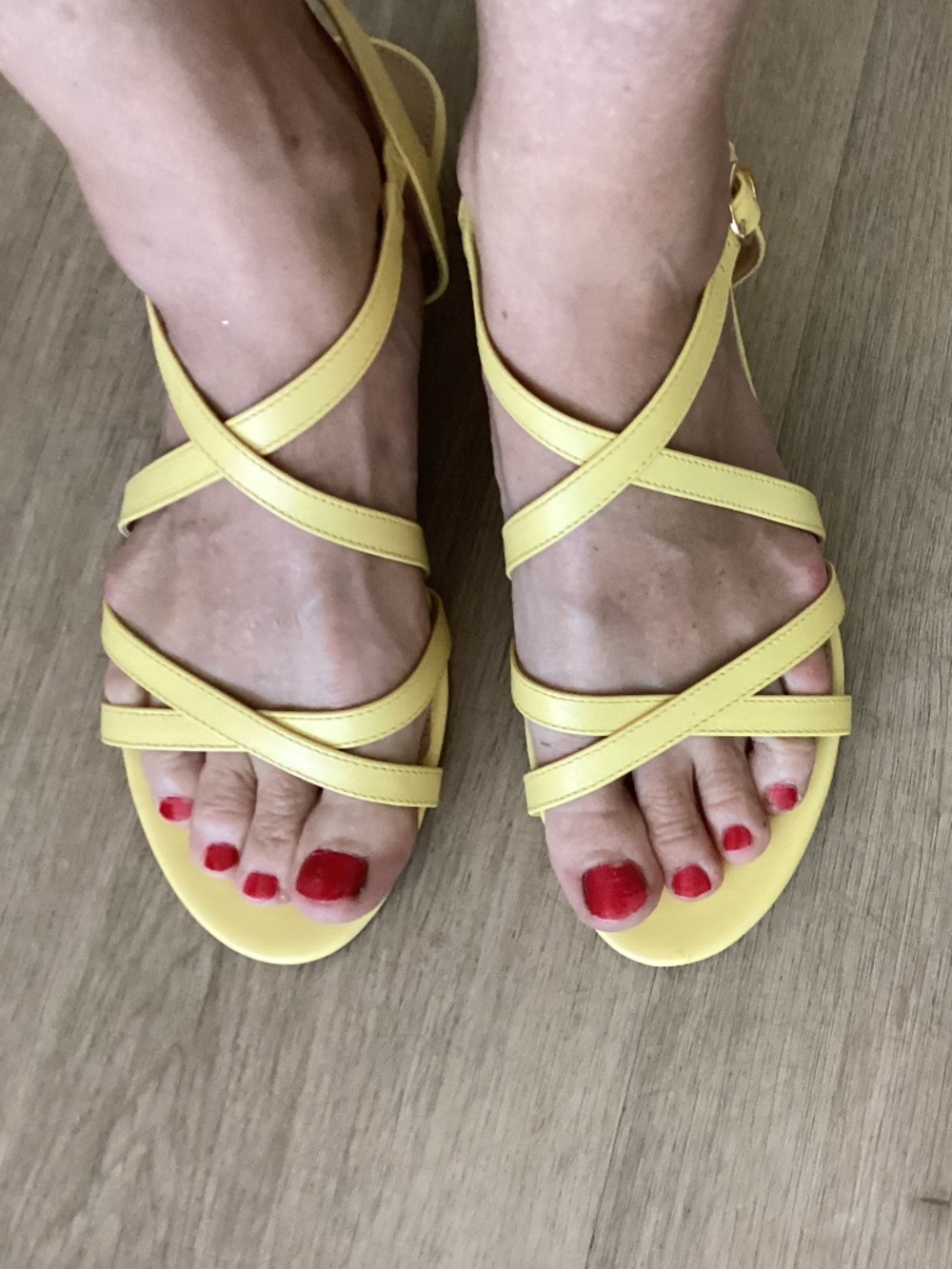 NEW Talbots Yellow Strappy Leather Low Wedge Sandals Shoes Sz 9